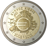 Küprose 2 Eurot 2012a.10 astat Euroraha  (UNC) 