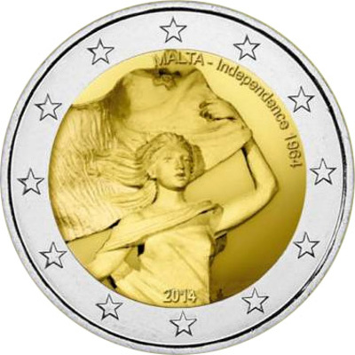 Malta 2 EURO 2014, Independence, 1964, UNC 