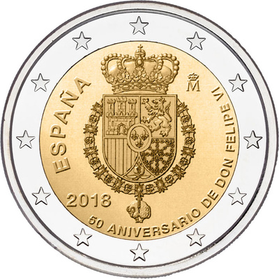 Hispaania 2 euro 2018 King FELIPE VI ,UNC