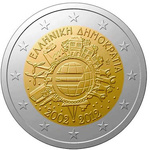 Kreeka 2 eurot 2012a, 10 aastat Euroraha (UNC)