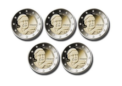 Saksamaa 2 euro, 2018, Helmut Schmidt UNC ADFGJ 