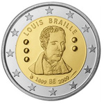Belgia 2 euro, 2009 "Braille, UNC 