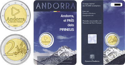 Andorra 2 euro 2017 a. The Land in the Pyrenees 