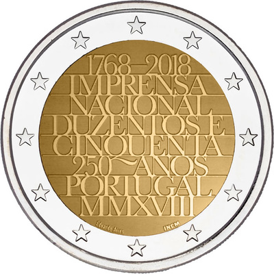 Portugal 2 euro 2018. 250 Years of the National Mint UNC