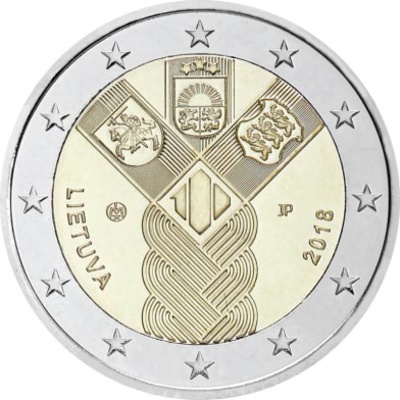 Leedu 2 euro 2018.a. "Balti riigid 100" UNC