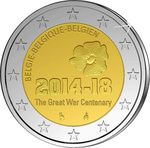 Belgia 2 euro 2014.World War I  UNC