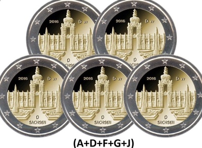 Saksamaa 2 euro 2016 Sachsen UNC ADFGJ 