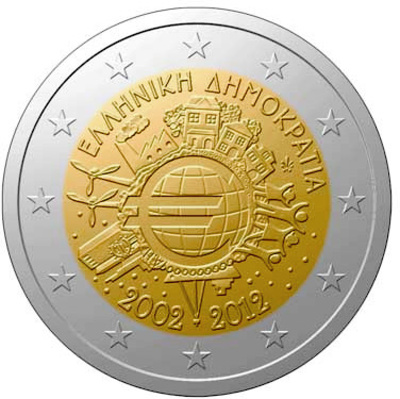 Kreeka 2 eurot 2012a, 10 aastat Euroraha (UNC)