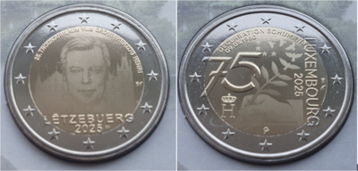 Luksemburg 2 euro 2025 Accession of Henri+Schuman Declaration FOTO