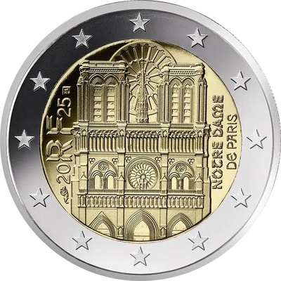 Prantsusmaa 2 euro 2025 Notre Dame UNC
