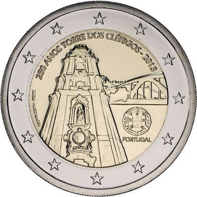 Portugal 2 euro 2013. Torre dos Clérigos UNC