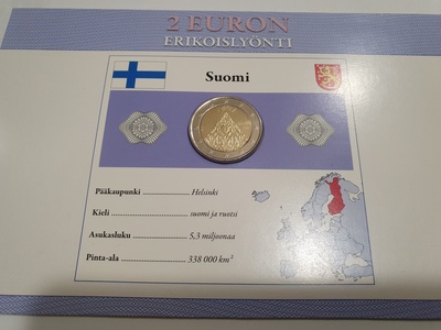 Soome 2 Euro 2009a. Finnish autonomy UNC Kaardil