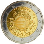 Luksemburg 2 euro 2012a.10 aastat Euroraha (UNC) 