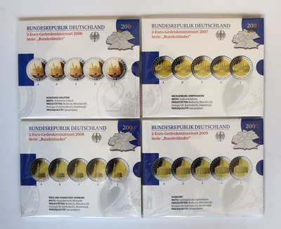 Saksamaa 2 euro Proof ADFGJ 2006-2022
