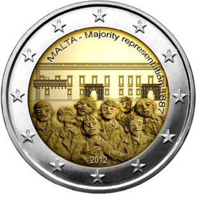 Malta 2 euro 2012, Majority Representation 1887, UNC